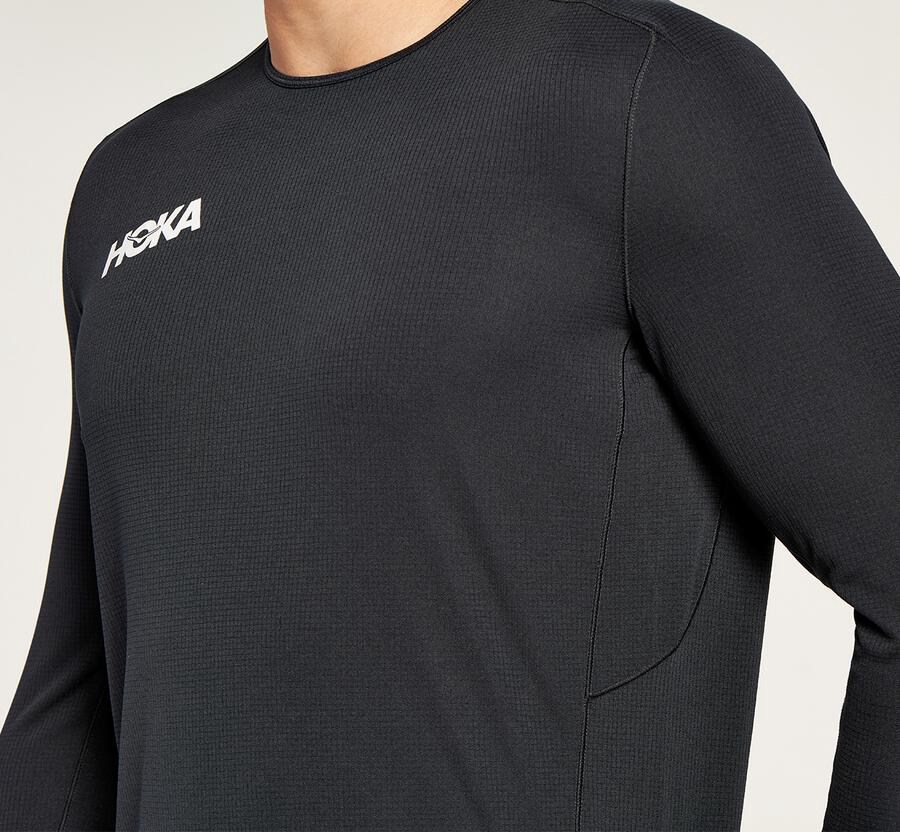 Top Hoka One One Hombre - Performance 3/4 Sleeve - Negras - SJE298471